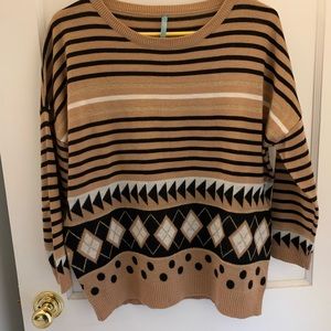 Tan and black sweater, size small